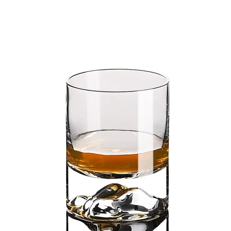 ユニークなマウンテン木製ボトムワインヘビーウイスキーグラス厚いベースウイスキーグラス