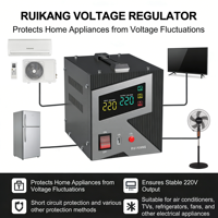 Stabilisateur de tension automatique monophasé 220V AC avec écran LCD, relais AVR, régulateur de tension pour usage domestique, protection contre les surtensions/sous-tensions, CE