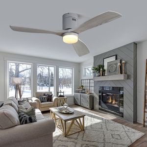 Ventilateur de plafond avec lumière, 52 pouces, 3 pales en bois, moteur, télécommande, silencieux, usage domestique - Product Image 4