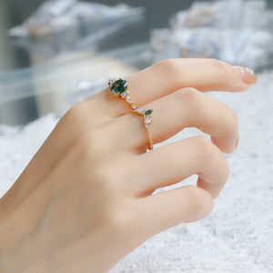 925 Sterling Zilver 14K Goud Verguld Edelsteen Twist CZ Zirkoon Aqua Agaat Tweedelige Edelsteen Ringset - Product Image 4