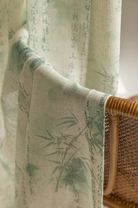 Rideaux en voile de polyester de style chinois épais, à <span class=keywords><strong>motif</strong></span> numérique en <span class=keywords><strong>bambou</strong></span>, à ondulations en S, transparents - Product Image 6