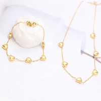 Ensemble collier et bracelet en acier inoxydable 316L plaqué or PVD 18 carats avec pendentif cœur gonflé, chaîne câble 3D, bijoux pour femme, vente en gros, personnalisation OEM
