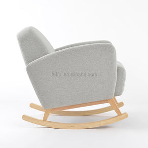 Fauteuil à bascule en bois gris pour bébé, avec assise individuelle en tissu, idéal pour l'allaitement, directement de l'usine - Product Image 3