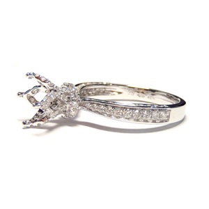 Bague de Fiançailles et de Mariage Semi-Montée en Or Blanc Massif 18 carats avec Diamant Véritable 1 carat Taille Solitaire, Design Couronne Personnalisé, pour Fête et Anniversaire - Product Image 2