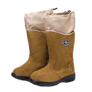 Bottes de neige en laine pour hommes, en cuir et fourrure, épaisses, imperméables, antidérapantes, chaudes, rembourrées en coton, bottes mongoles à tige haute, talon moyen - Product Image 3