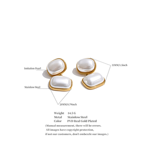JINYOU 5837 Nuovi Arrivi <span class=keywords><strong>Orecchini</strong></span> a Goccia con Doppio Cuscinetto di Perle, <span class=keywords><strong>Orecchini</strong></span> <span class=keywords><strong>Rettangolari</strong></span> in Acciaio Inossidabile Placcato <span class=keywords><strong>Oro</strong></span> - Product Image 6