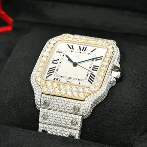 Super Shiny Premium VVS Iced Out Handset White Moissanite Diamond Bezel orologio personalizzato per uomo e donna - Product Image 2