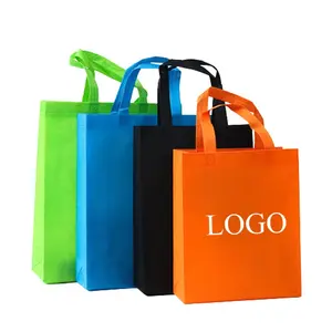 Recycled Eco Non-woven Reusable Nonwoven Grocery Promotional PP Non Woven Tote Shopping Cloth Bag with Custom Logo Print