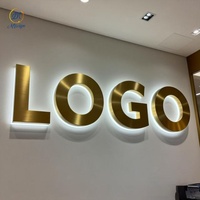 Signalétique murale LED personnalisée pour intérieur, enseigne extérieure avec logo 3D, panneau lumineux avec lettres dorées rétroéclairées, enseigne LED personnalisée, enseigne commerciale LED sur mesure