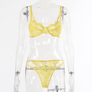 Fabriekslevering Sexy Kant Stalen Ring Thong Doorzichtige Medium Control Lingerie Set 14658 - Product Image 4