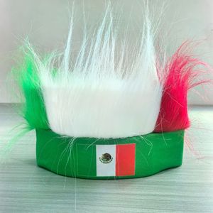 Accesorio de Disfraz para el Día de la Independencia de México, Diadema Patriótica Verde, Blanca y Roja, Diadema con Peluca de la Bandera Mexicana - Product Image 6