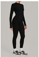 Combinaison moulante à manches longues et dos nu pour femme, idéale pour le fitness, le gym et le Pilates – Collection automne