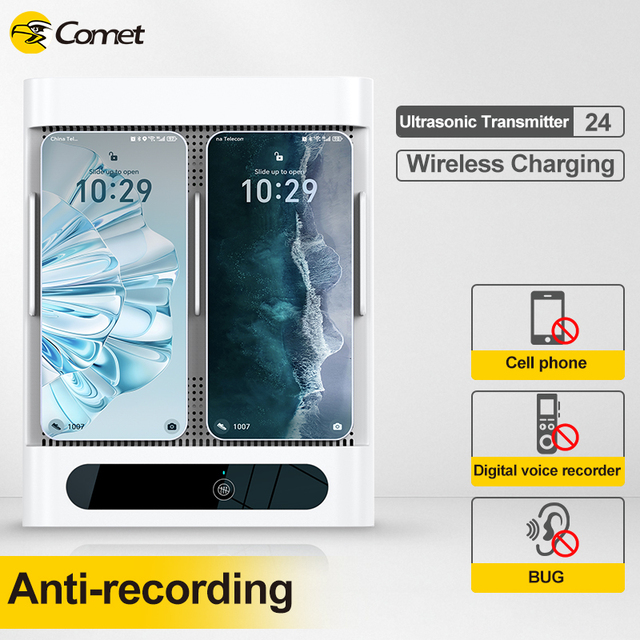 RPMPro Ultrasonic Anti Recording Jammer-Audio Blocker & Anti Voice Recording Device, Phone Booth Design with Wireless Charging