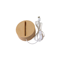 Support de lampe LED en bois rond alimenté par USB en gros, base de lampe de nuit pour acrylique