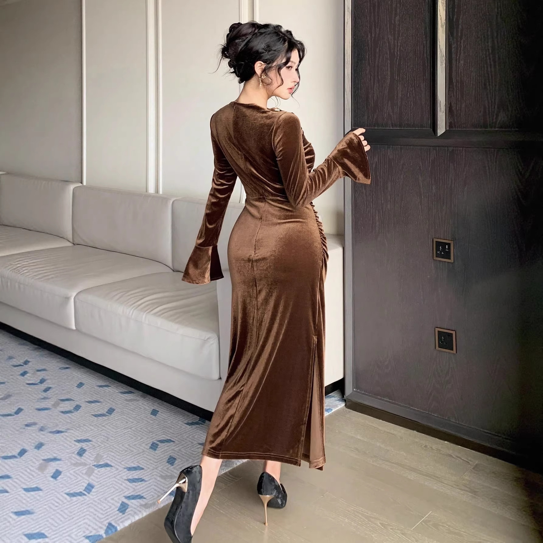 knee length dresses for ladies Saint Laurent Velvet Lace Babydoll Dress – Recess main image 1