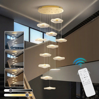 Lustre linéaire moderne pour escalier, télécommande LED pour plafonds hauts, salon, mezzanine, villas, lofts, appartements