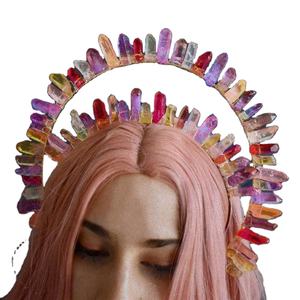 2023 TS Peine para el cabello Joyería Burlesque Madonna Raw Clear Crystal Goddess Crown Headpiece Cuarzo Tiara <span class=keywords><strong>Meditación</strong></span> <span class=keywords><strong>Diadema</strong></span> nupcial - Product Image 1