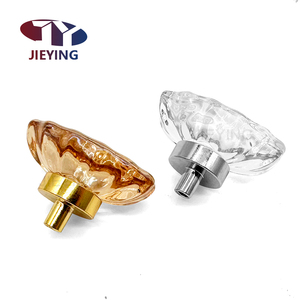 Jieying Champagne Single Hole Italian Wardrobe Door Handle Cabinet <strong>Modern</strong> Lotus Shape Transparent Crystal Small Handle <strong>Knobs</strong> - Product Image 1