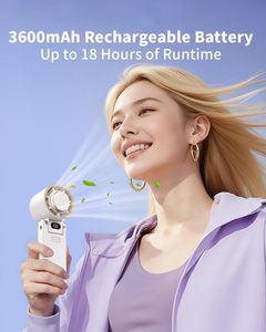 พัดลมมือถือแบบพกพา 3600 มิลลิแอมป์ พร้อมหน้าจอ LED ปรับความเร็วได้ 199 ระดับ พับเก็บได้ ชาร์จไฟได้ - Product Image 3