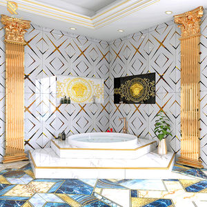 Dalles en pierre frittée à veinage or <span class=keywords><strong>blanc</strong></span> de Foshan 1200x2400 grand format, carreaux en porcelaine haute brillance pour la décoration murale <span class=keywords><strong>et</strong></span> de sol de luxe - Product Image 2