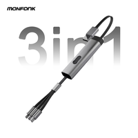 Monfonk kabel Data pengisian daya cepat, kabel Data penyimpan pengisian daya 3 in 1 untuk iPhone dan Xiaomi
