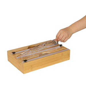 Distributeur mural personnalisé 3-<span class=keywords><strong>en</strong></span>-1 <span class=keywords><strong>en</strong></span> bambou et plastique pour film alimentaire et papier d'aluminium avec coupe-glissière intégré - Product Image 5