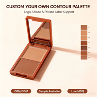 Palette de contouring 2 couleurs personnalisable avec logo – Bronzer crémeux et maquillage de modelage, onctueux, facile à estomper, waterproof, longue tenue, végétalien