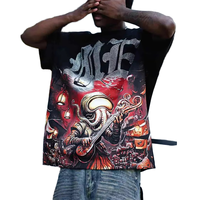 T-shirts personnalisés avec impression graphique DTG, 100% coton tricoté, effet vieilli, streetwear pour hommes, coupe classique, haute qualité, vintage, lavage à l'acide