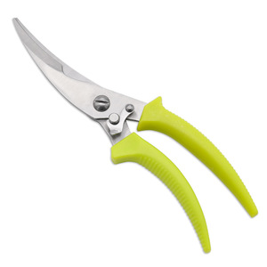 Stainless Steel Kitchen Scissors 4.5 In Elbow Shape For Home Use With Green Handle - Product Image 1