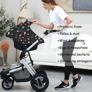 Housse de siège auto noire à motif spatial créatif pour bébés, couverture d'allaitement multi-usage - Product Image 5