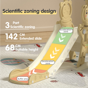 新款儿童室内三合一游乐场滑梯秋千套装玩具儿童塑料玩具白色家用安全滑梯秋千带脚凳 - Product Image 3