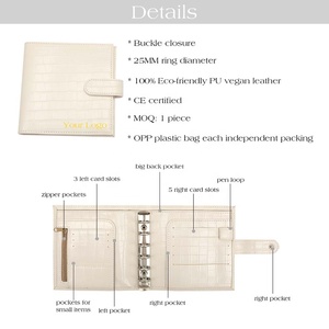 FB TK Etsy – portefeuille en cuir de crocodile A7, 6 anneaux, noir, rose, beige, crème, gris, blanc, nouvelle version - Product Image 5