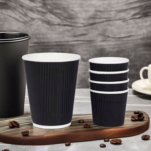 Gobelet en papier ondulé brun écologique recyclé imprimé sur mesure avec couvercle - Product Image 1