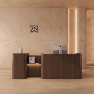 Moderno semplice luce nera scrivania di lusso in legno per ufficio aziendale e negozio di abbigliamento da uomo elegante bancone cassiere - Product Image 3