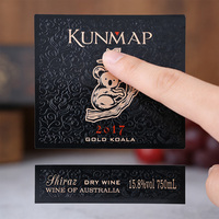 Etiquetas Adhesivas Personalizadas de Papel Texturizado de Lujo con Relieve Dorado, Resistentes al Agua, con Código de Barras, para Whisky, Vino y Bebidas