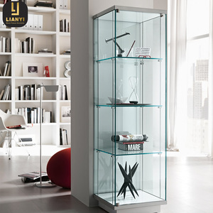 Bán buôn thương mại phong cách trong suốt Tempered Glass vitrine Showcase với kệ - Product Image 2