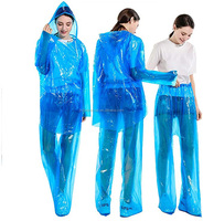 Großhandel Blauer PE-Regenanzug Transparenter Wasserdichter Regenmantel Poncho-Set Plastik PE Einweg-Regenmantel