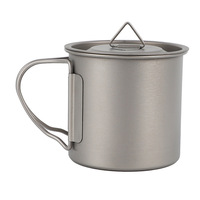 Mug de camping 300 ml avec couvercle et poignée, tasse à café à double paroi pour le backpacking