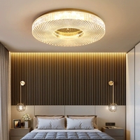 Lustre LED rond moderne en acrylique pour plafond, design luxueux, salon, villa, maison, 20W, alimentation AC