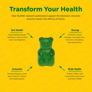 Gummies multivitaminées Super Greens pour adultes OEM, oursons vitaminés superaliments pour la santé <span class=keywords><strong>digestive</strong></span>, complément adaptogène - Product Image 2