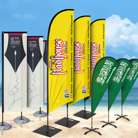 Drapeaux de plumes en polyester imprimés personnalisés pour la publicité promotionnelle Drapeau de plage Bannière volante Drapeaux en forme de larme Affichage extérieur complet