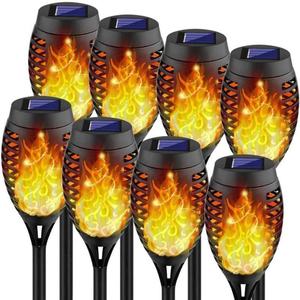 Mini lampes solaires 12 LED, torche solaire extérieure avec flamme vacillante, sécurité, étanche, décoration romantique, mini torche - Product Image 1