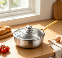 Panci penggorengan Steak kecil Universal, alat masak Stainless Steel Modern 304 tidak lengket, tiga lapis tebal 3-4L klasik berkelanjutan