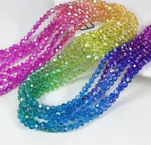 high quality 3mm-8mm AB effect straight hole glass rondelle beads colorful crystal beads for diy jewelry making