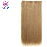 Extensions de cheveux à clipser, synthétiques, résistantes à la chaleur, longues et droites, couleur 613 #   Une seule pièce, 5 clips, extension de cheveux sans couture à clipser