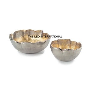 Cuenco Chapado en plata de forma redonda de Metal de aluminio, cuenco decorativo para el hogar de lujo para servir frutas, aperitivos, superventas - Product Image 1