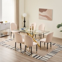Table à manger en verre trempé rectangulaire de pieds chromés modernes de haute qualité pour salle à manger maison cuisine bureau