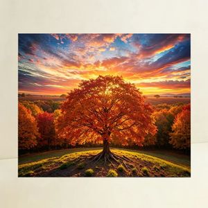 Autumn Tree Landscape Canvas Print Rectangle Shape Contemporary Wall Art No <b>Frame</b> <b>Large</b> Size Scenic Design - Product Image 1