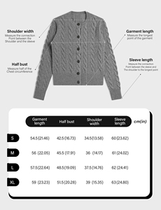 <span class=keywords><strong>Cardigan</strong></span> in Lana 100% Personalizzato, Classico Tinta Unita, Lavorazione a Trecce, Manica Lunga, Spesso, Abbigliamento Femminile - Product Image 4