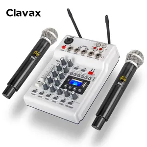 क्लैवैक्स MM-02 पेशेवर दोहरे चैनल डिजिटल ऑडियो मिक्सर छोटे संगीत कार्यक्रम मनोरंजन के लिए 2 uhf वायरलेस माइक्रोफोनों के साथ सेट